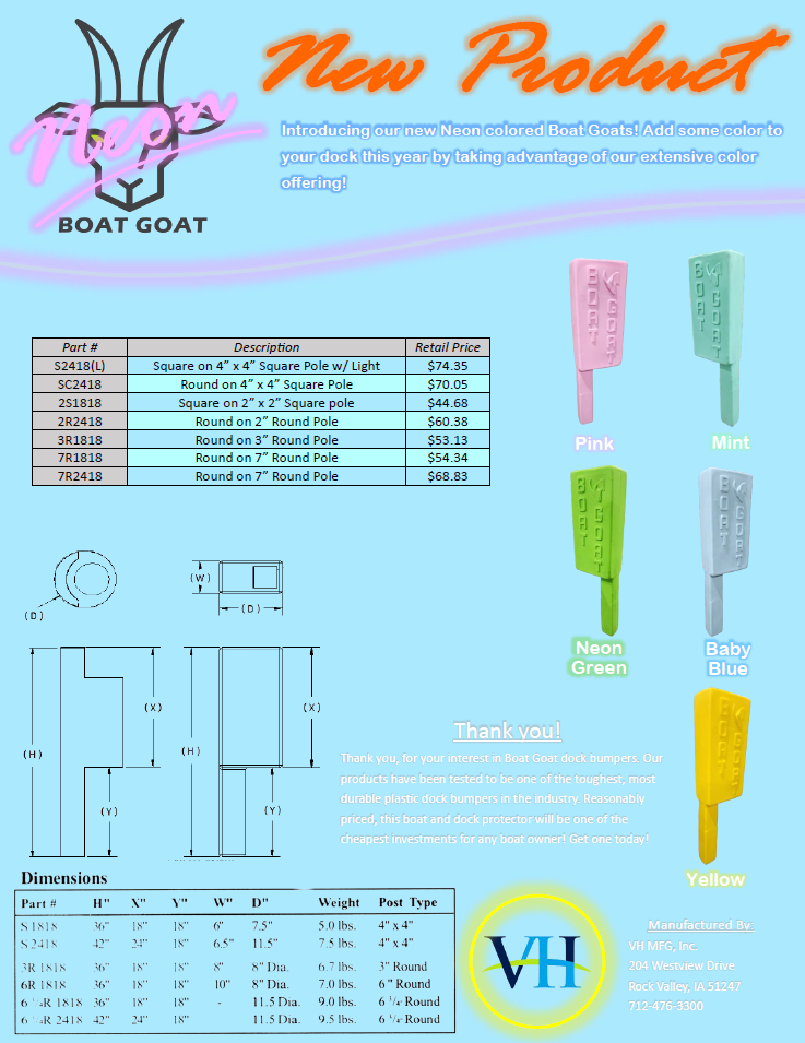 3R1818 -- Boat Goat Head 3" Round Pole