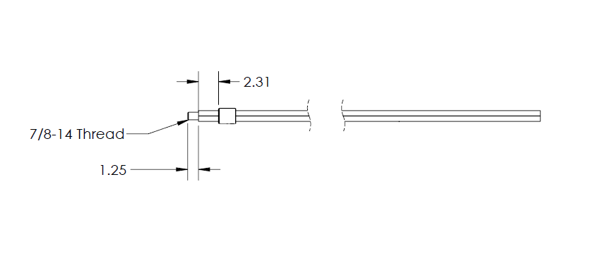 99993229 -- Row Unit Drive Shaft RH 1-1/4'' Hex x 186'' Collar Welded at 2.31 ''