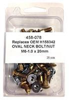 25 PC OVAL SHOULDER BOLT / NUT KIT M6x20mm - REPLACES JD BOLT # H158342