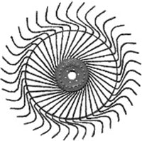 BLACK 55 INCH RAKE WHEEL, RIGHT HAND, 7MM TINE