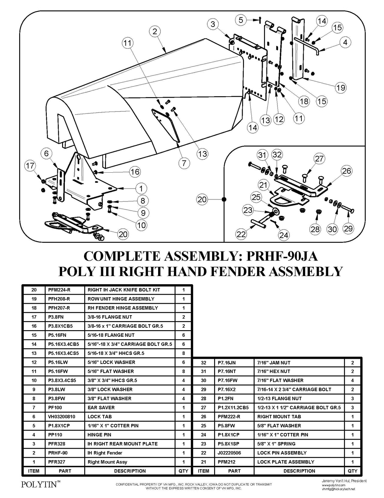 PRHF-90A -- RH Fender Assembly, IH Red