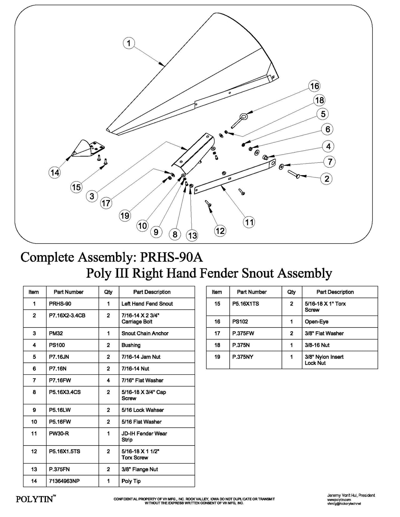 176234C93 -- PRHS-90A -- RH Fender Snout Assembly, IH Red